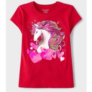 Girls Valentine's Day Unicorn Graphic Tee XL
